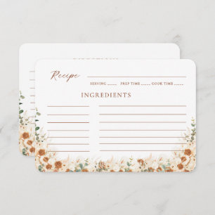 White Floral Calla Lilies Bridal Shower Recipe Enclosure Card