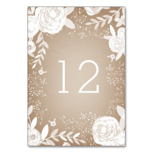White Floral Card Stock Inspired Table Number