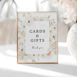 White Floral Cards & Gifts Sign