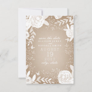 White Floral Cardstock Inspired Save The Date