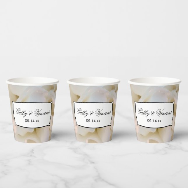 White Floral Carnation Wedding Paper Cups (Multi)