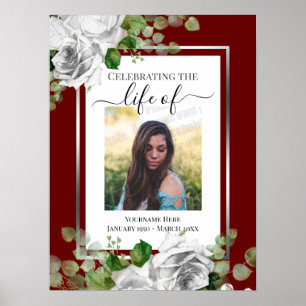 White Floral Celebration of Life Poster