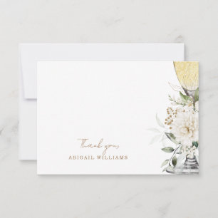 White Floral Champagne Shower Message Thank You