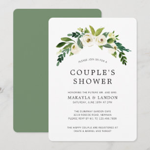 White Floral Couples Elegant Bridal Shower Invitation