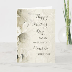 White Floral Cousin Happy Mother's Day Card