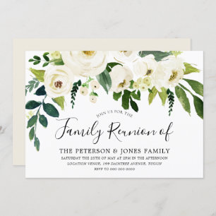 White Floral Cream Beautiful Family Reunion Invitation