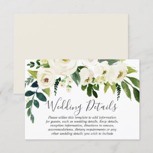 White Floral Cream Beautiful Wedding Details Invitation