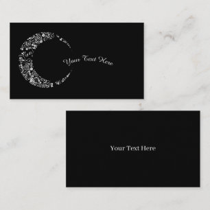 White Floral Crescent Moon Business Card