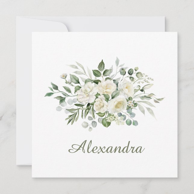 White Floral Custom Bridesmaid Favour Invitation (Front)