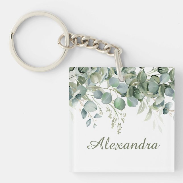 White Floral Custom Bridesmaid Favour  Key Ring (Front)