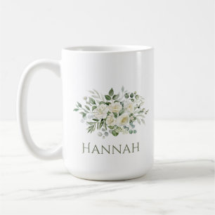 White Floral Custom Bridesmaid Favour Mug