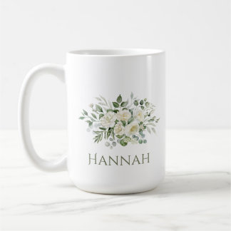 White Floral Custom Bridesmaid Favour Mug
