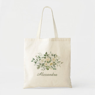 White Floral Custom Bridesmaid Favour  Tote Bag