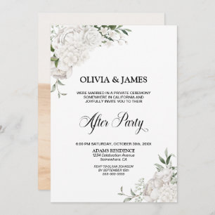 White Floral Custom Photo Wedding After Party Invitation
