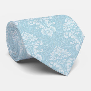 White Floral Damask Tie