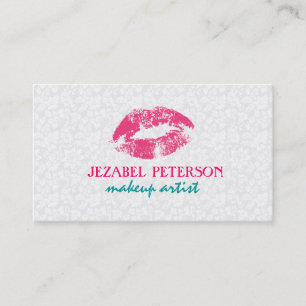 White Floral Damasks Makeup Artist Design Business Card