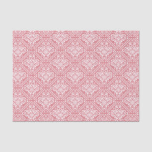 White Floral Damasks & Pink Background Tissue Paper