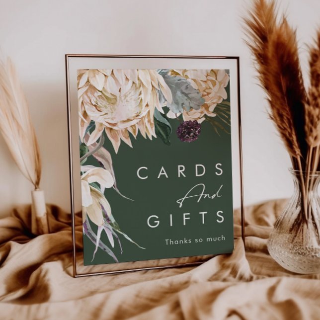 White Floral | Dark Green Cards and Gifts Sign (Creator Uploaded)