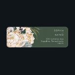 White Floral | Dark Green Return Address<br><div class="desc">We designed this White Floral | Dark Green return address label to complete your rustic dark tropical wedding. With its bohemian watercolor greenery to its modern boho winter flowers, including protea, dahlia, and dried lotus, the design is sure to set off your moody, minimalist green and white theme. Change the...</div>