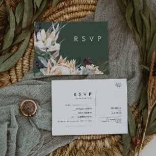 White Floral Dark Green Song Request RSVP Card
