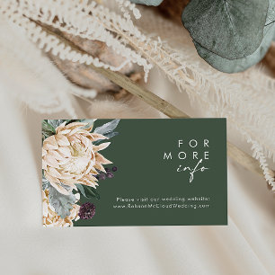 White Floral Dark Green Wedding Website Enclosure Card