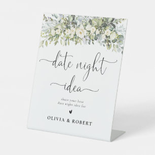 White Floral Date Night Idea Sign