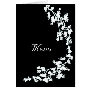 White Floral Deco Wedding Menu Card