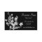 White Floral Design on Black Business Cards