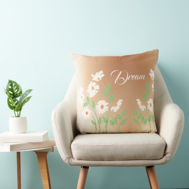 White Floral Designed Cushion (Chair)