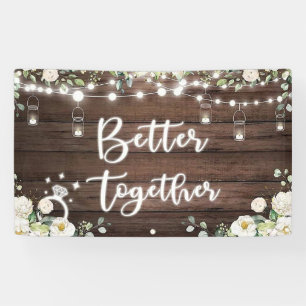 White Floral Diamond Ring Bridal Shower Party Banner