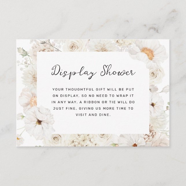 White Floral Display Shower Enclosure Card (Front)