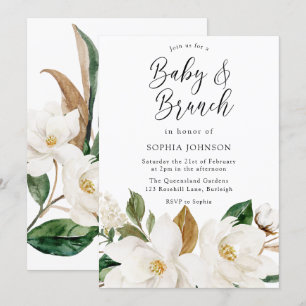 White Floral Elegant Baby & Brunch Baby Shower Invitation