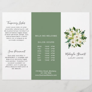 White Floral Elegant Business Trifold Brochure