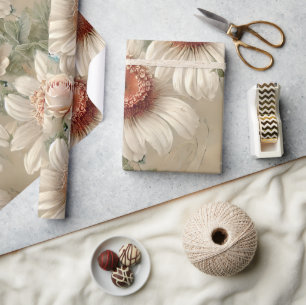 White Floral Elegant Daisies Wrapping Paper