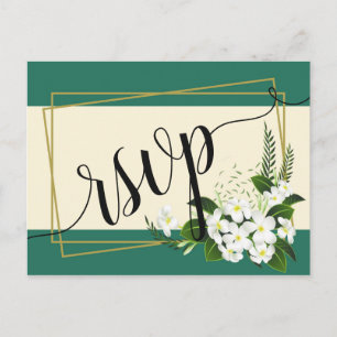 white floral elegant geometric frame  rsvp invitat invitation postcard