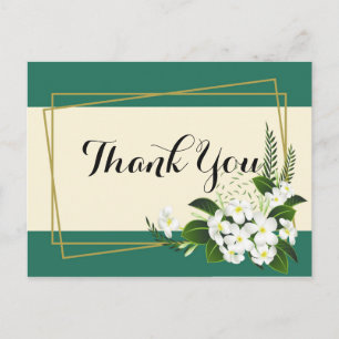 white floral elegant geometric frameThank you Postcard