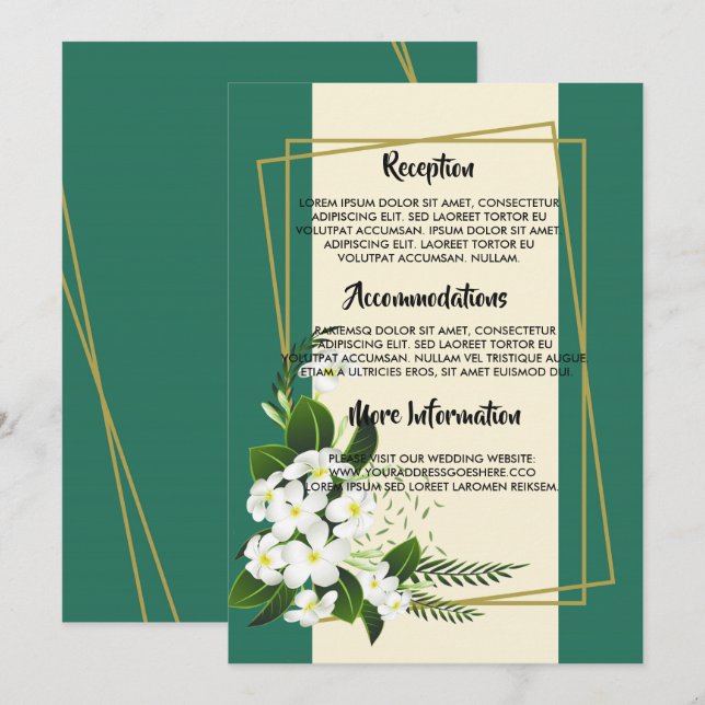 white floral elegant geometric framwedding program invitation (Front/Back)