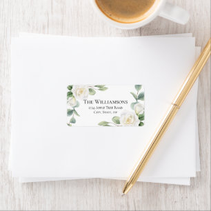 White Floral Elegant Wedding Address Return Labels