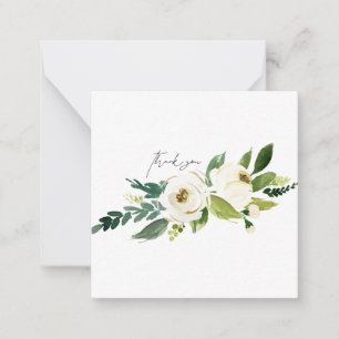 White Floral Elegant Wedding Blank Thank You Card