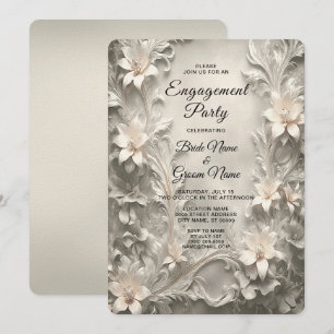 White Floral Engagement Invitation