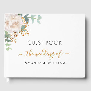 White floral eucalyptus greenery wedding guest book