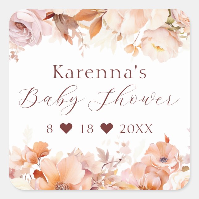 White Floral Fall Baby Shower Envelope Seal (Front)