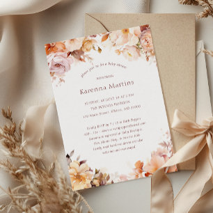 White Floral Fall Gender Neutral Baby Shower Invitation