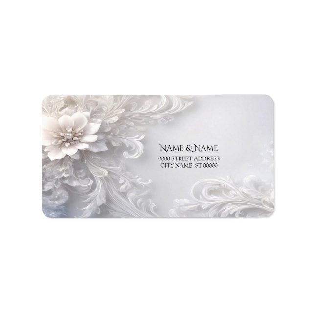 White Floral Flourish Address Label (Front)