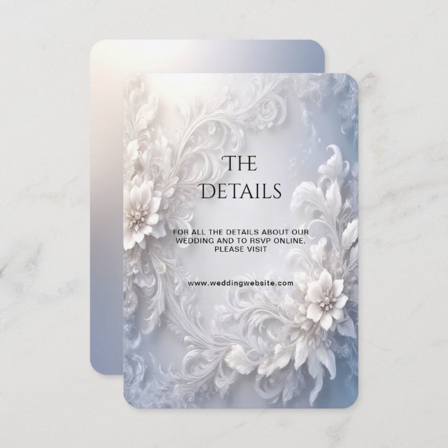 White Floral Flourish Detail Enclosure Card (Front/Back)