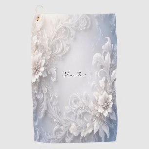 White Floral Flourish Golf Towel