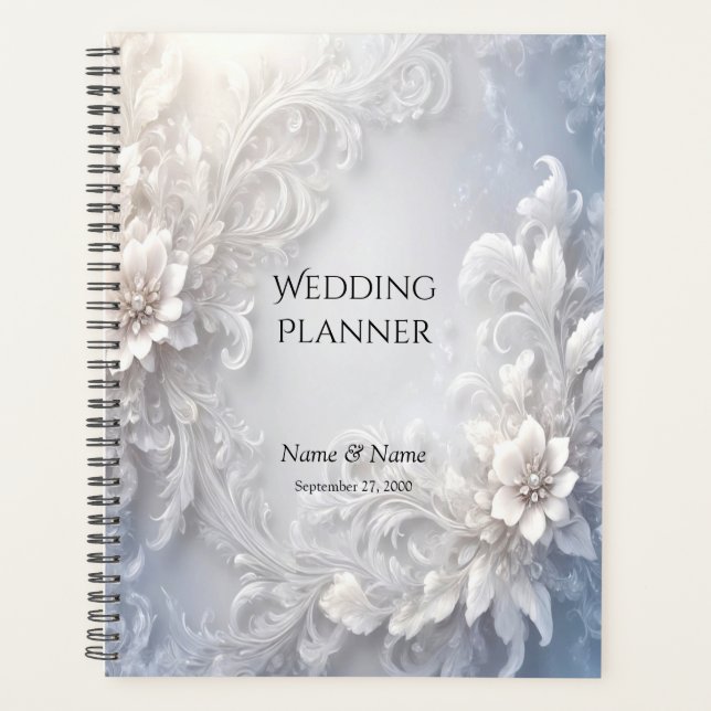 White Floral Flourish Planner (Front)