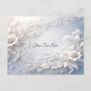 White Floral Flourish Postcard