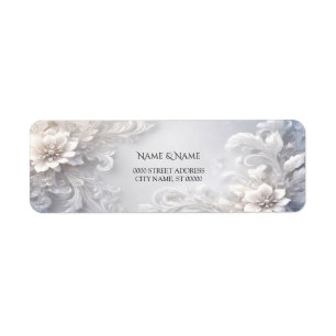 White Floral Flourish Return Address Label