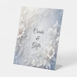 White Floral Flourish Tabletop Signs